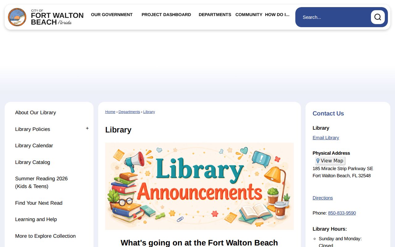 Fort Walton Beach city directory library services