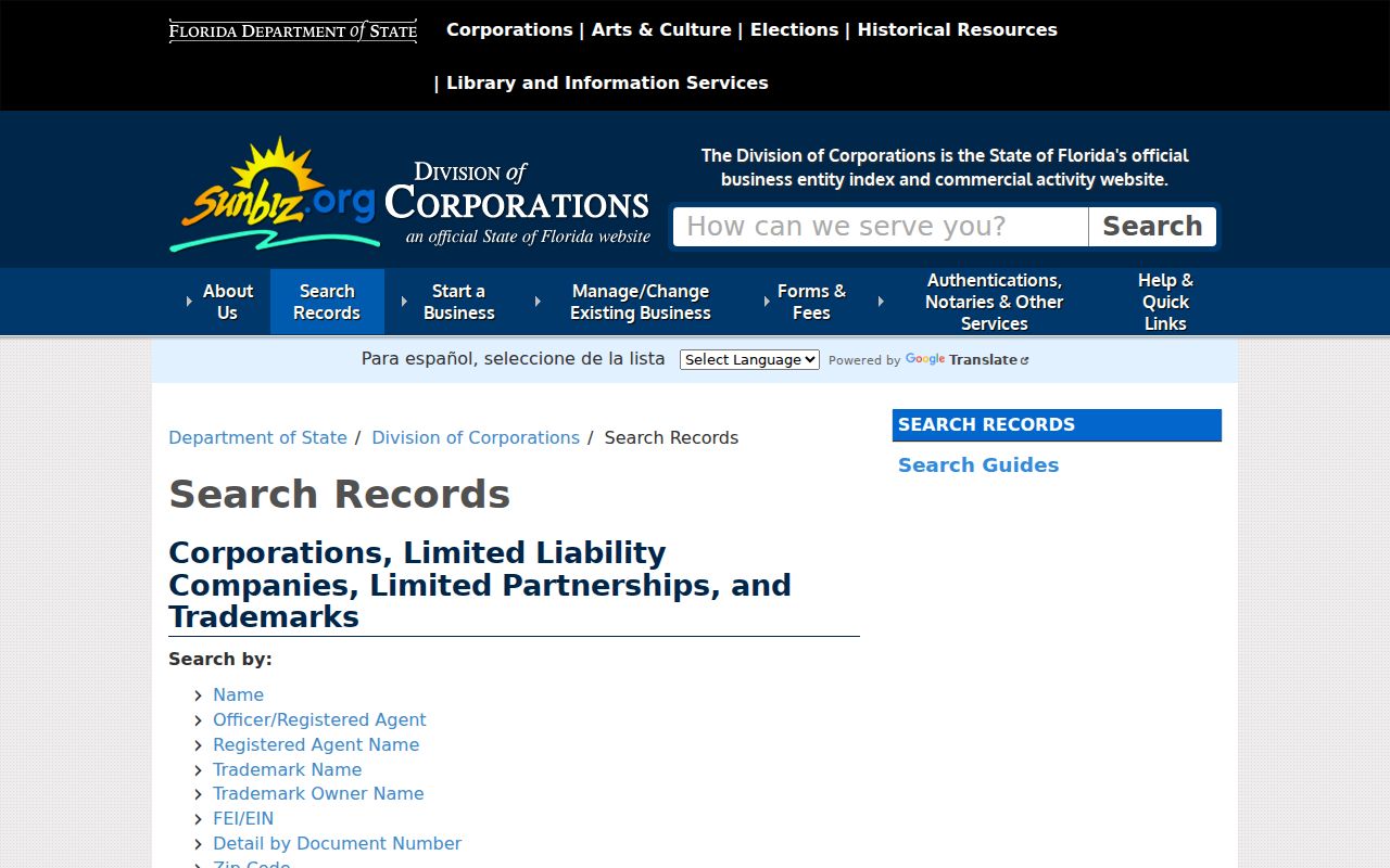 Fort Walton Beach residents directory Sunbiz business search