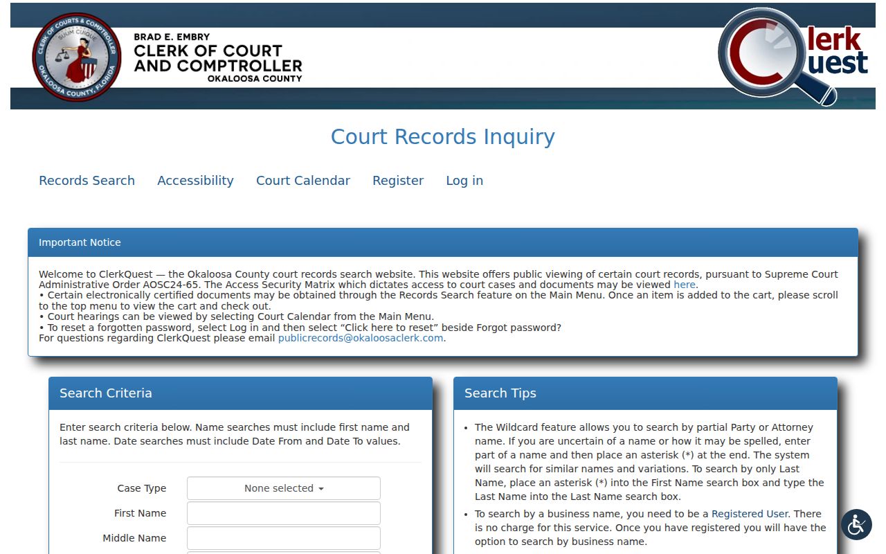 Fort Walton Beach residents directory Okaloosa court search