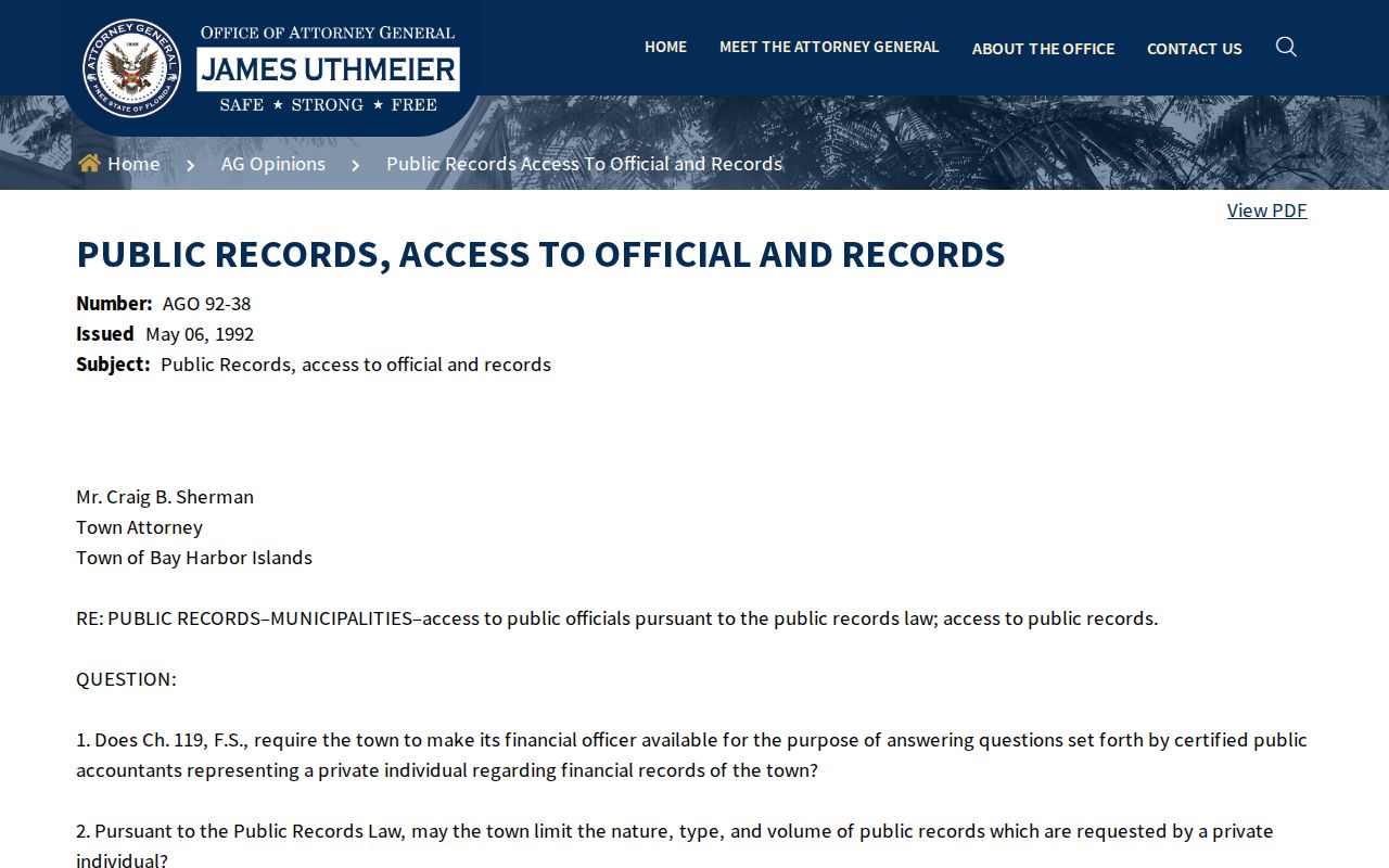 Florida Attorney General public records access guidance